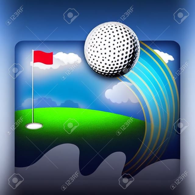 高爾夫球在草地與藍藍的天空上
