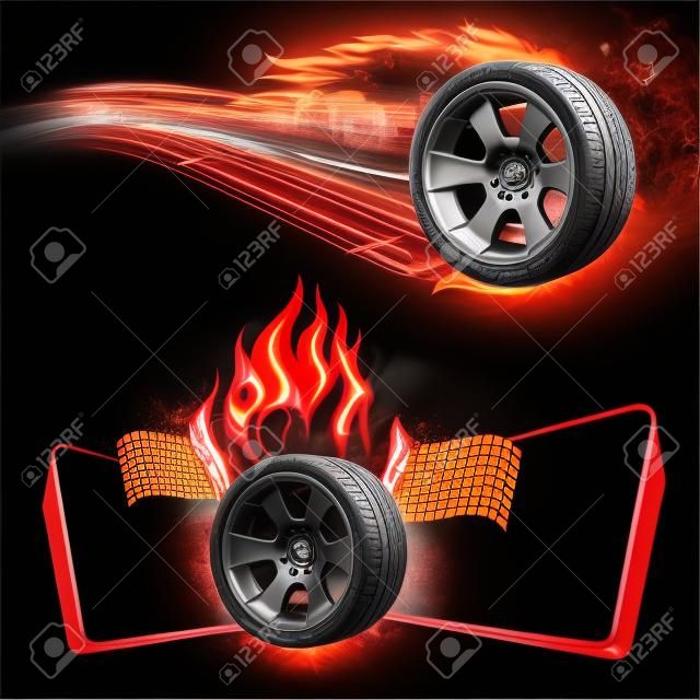 pneu de corrida de fogo, elemento de corrida automotivo