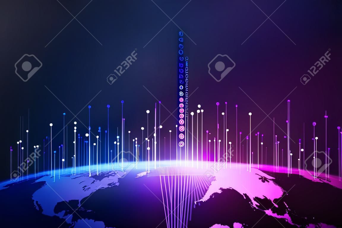 ドットラインリンク光線は、デジタル地球、インターネット技術の背景を中心に展開します