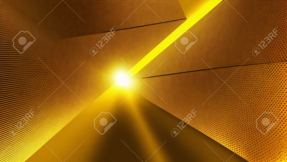 Abstract golden lines texture background shaped like tall buildings looking up