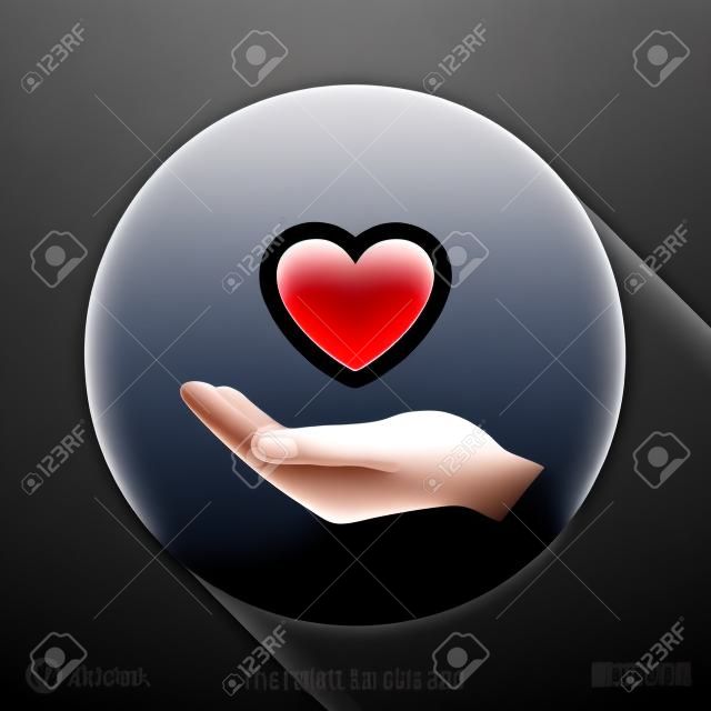pictograma del corazón en la mano