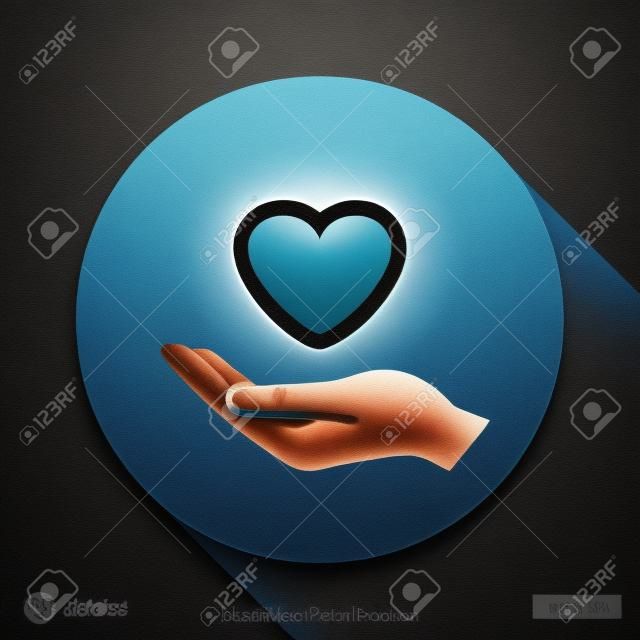 Piktogramm des Herzens in der Hand