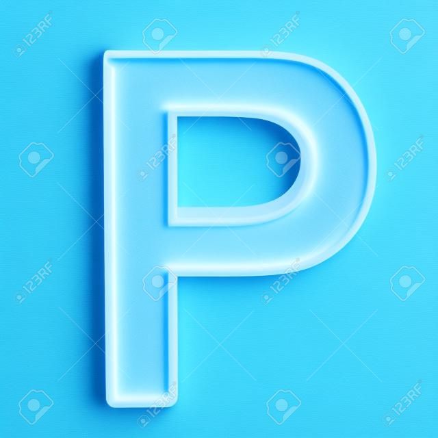 3D lettre bleue en plastique P isolé sur fond blanc