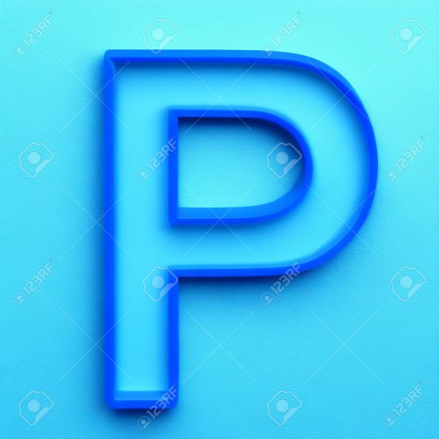 3d голубой пластик буква P на белом фоне