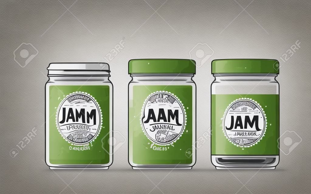 Jam jar package design illustration.
