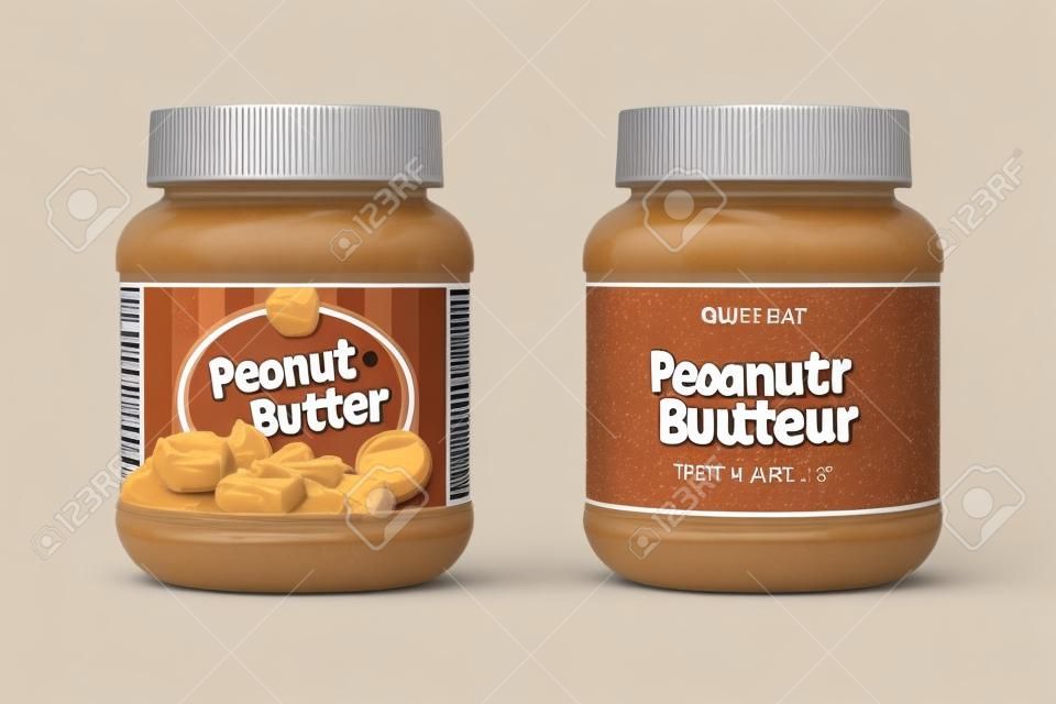 Peanut butter spread mockup template with blank label in 3d illustration