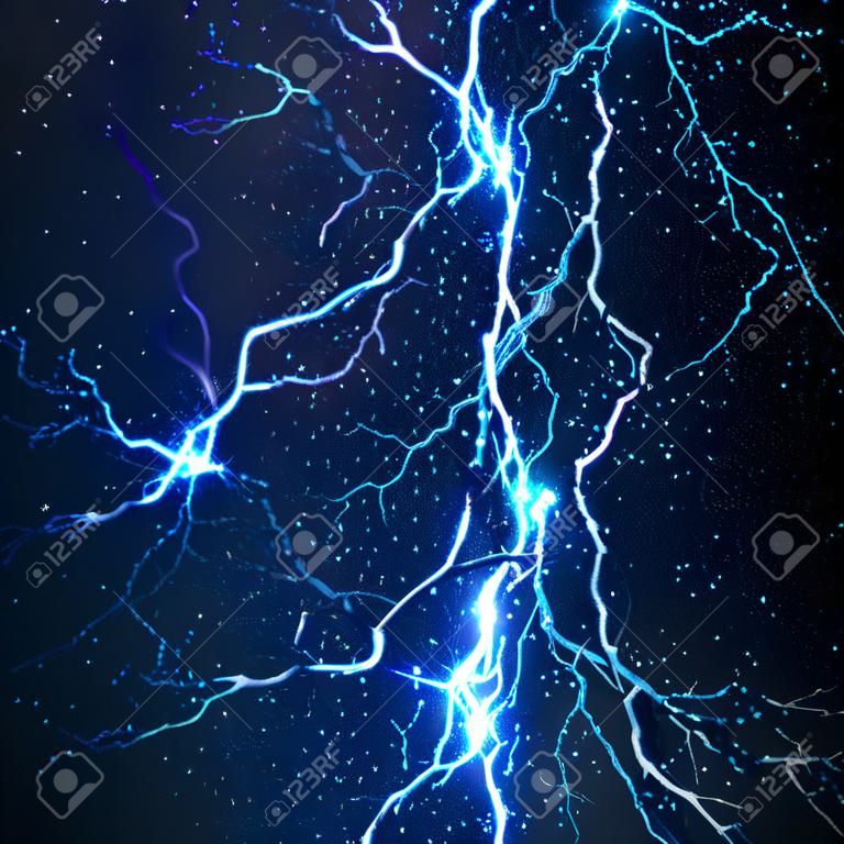 electrical sparks on a dark blue background