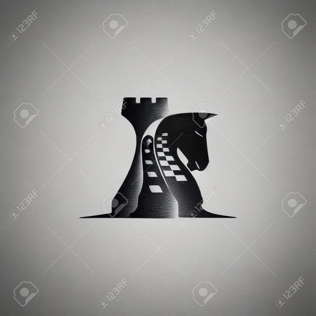 Logo del pedone del cavallo degli scacchi, logo del pedone del cavallo degli scacchi semplice per il web design isolato su priorità bassa bianca