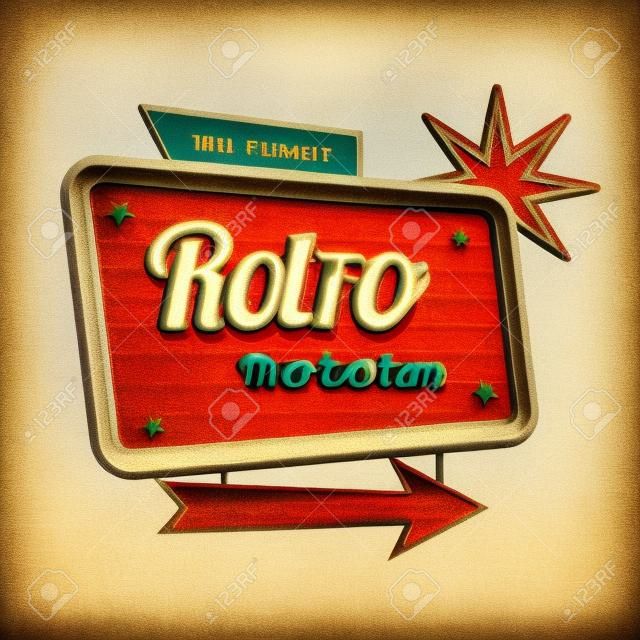 Retro motel sign with copyspace