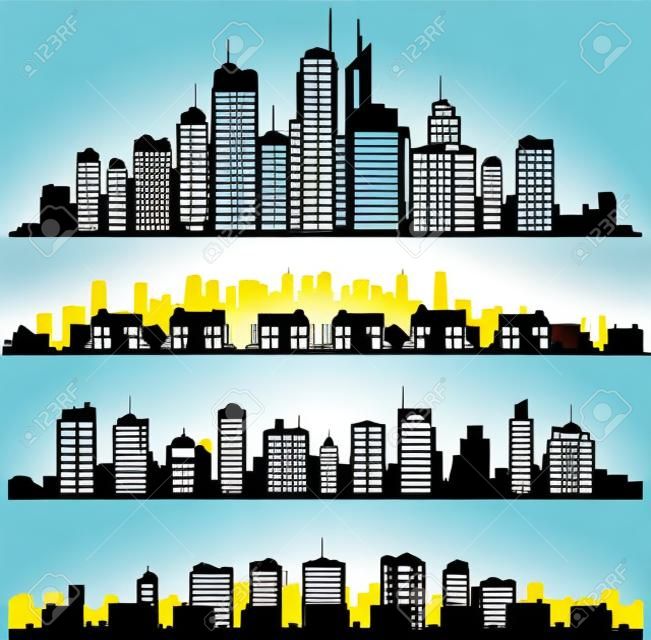 Set von Vektor-Silhouette Städte und Gebäude