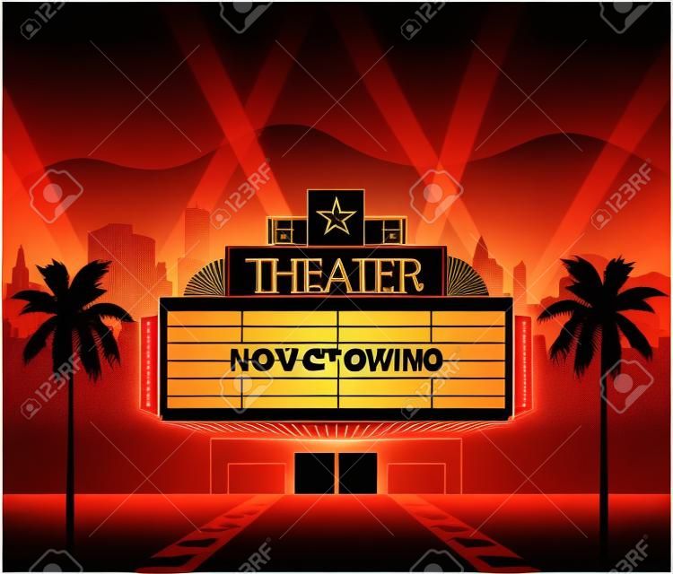 Now showing vector theater movie banner sign