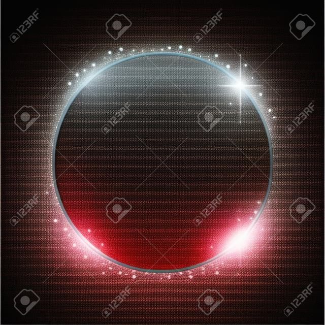 矢量圆形框闪耀圆圈旗帜隔离在黑色透明背景矢量插图