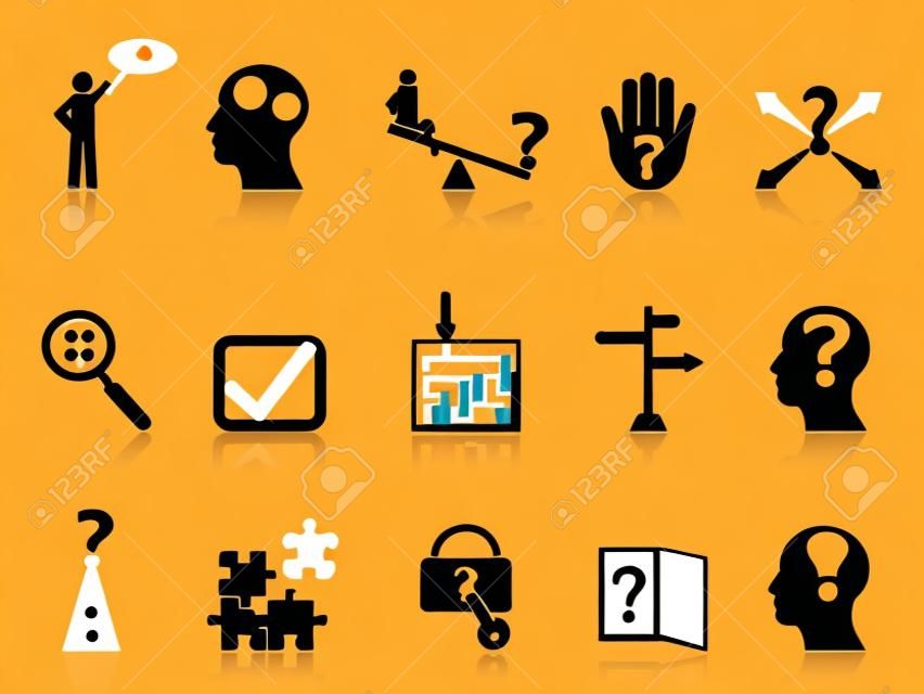 isolated business problem solving icons,orange color series from white background 	
