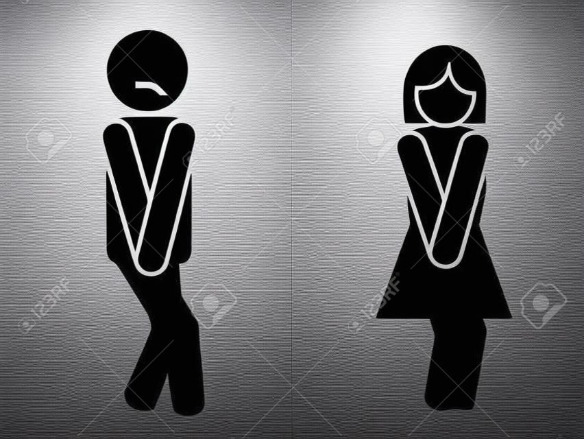 la conception drôle de symboles de toilettes wc