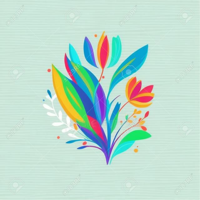 Fleur de printemps abstraite logo coloré illustration vectorielle design plat isolé sur fond blanc