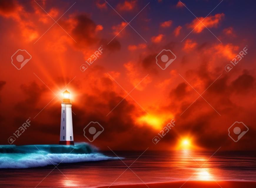 lighthouse and beautiful sunset