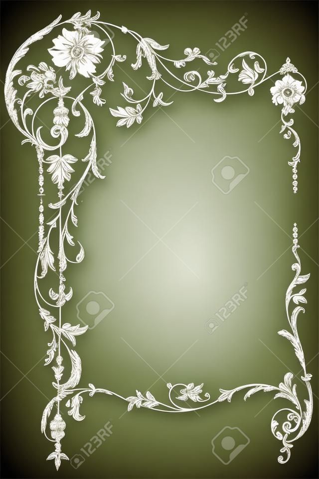 Classic floral frame with Victorian leaves and curls