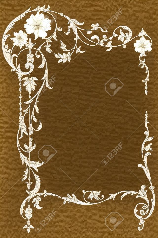 Classic floral frame with Victorian leaves and curls