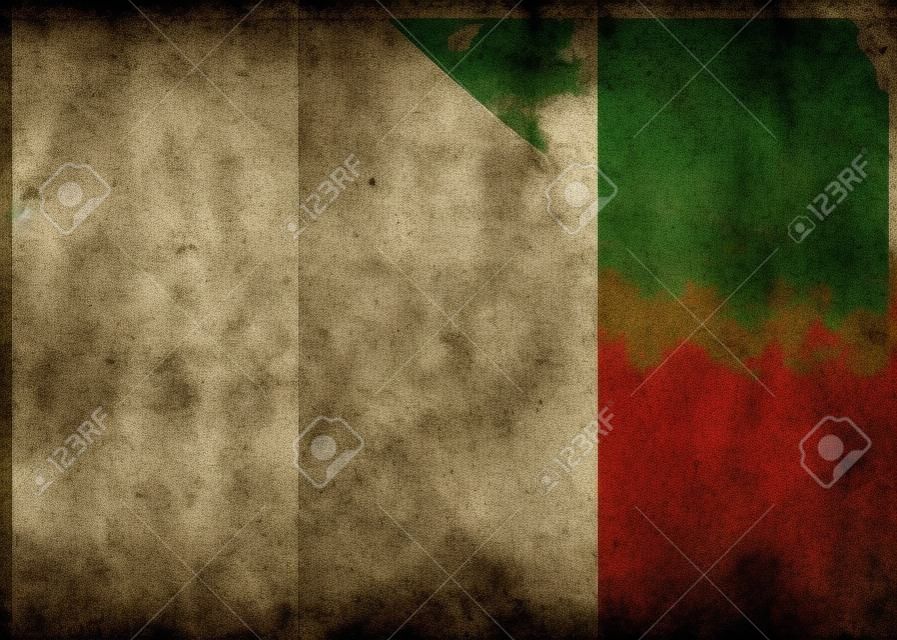 오래된 빈티지 그런 지 질감에 이탈리아의 국기