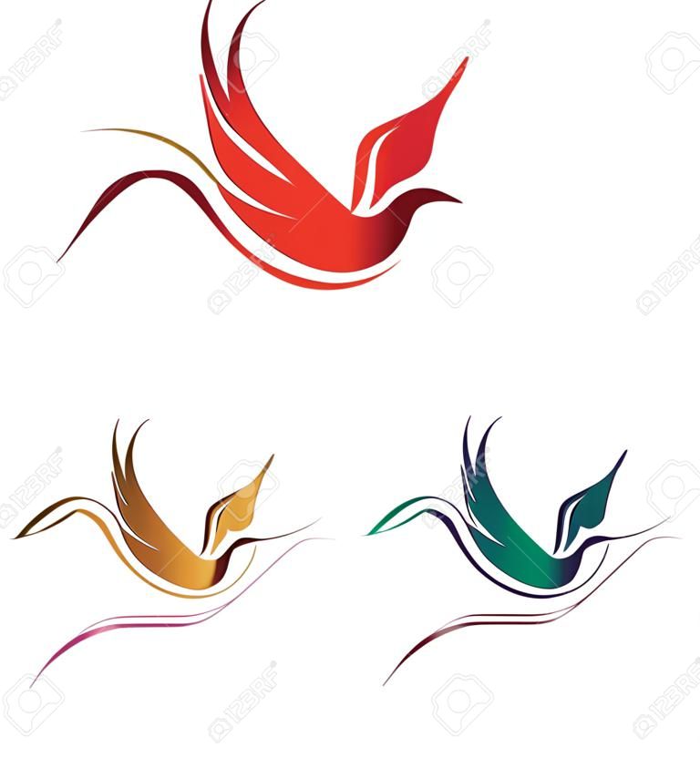 Elegant logo design, stylized firebird or phoenix