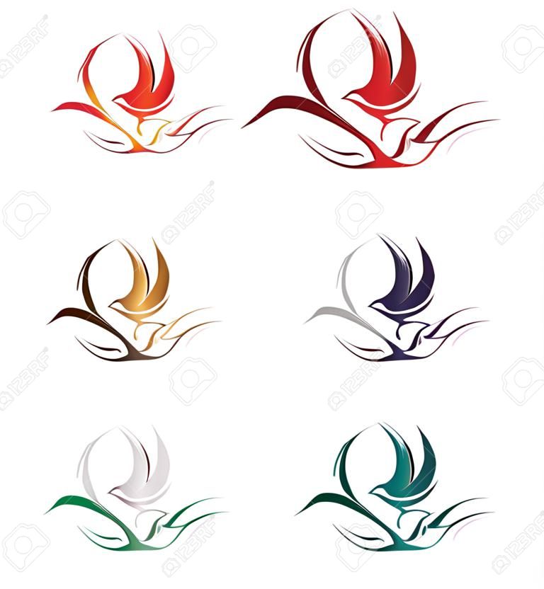 Элегантный дизайн логотипа, стилизованная жар-птицу или феникс