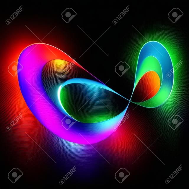 Abstraite et colorée symbole de l'infini avec des effets de lumière