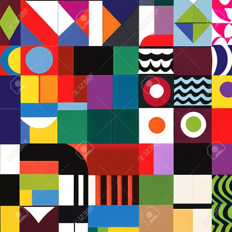 Moderne geometrische Mosaik nahtlose Muster mit einem vibrierenden Farbschema, wiederholen Hintergrund mit reichen und modernen Formen, Oberflächenmuster Design für Web und Print