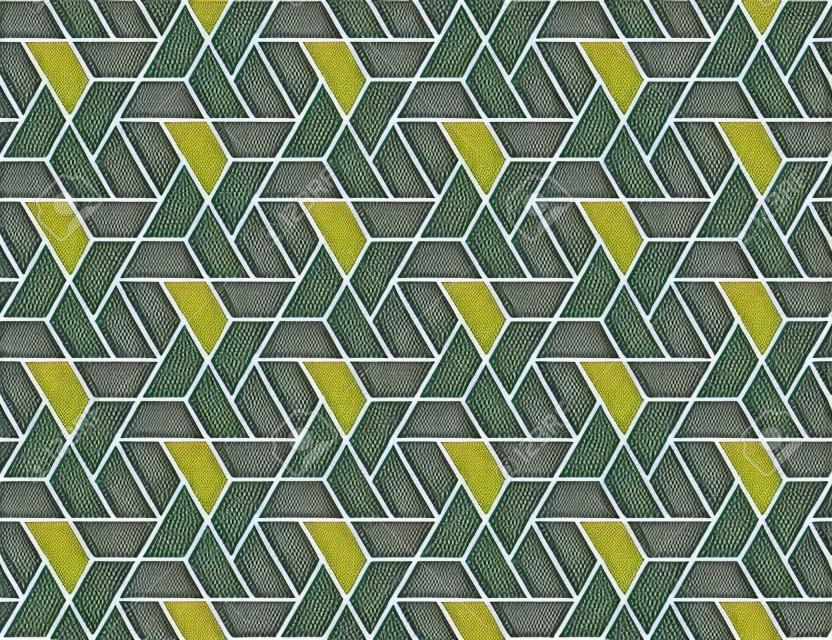 Geometrisch raster met ingewikkelde zeshoekige en driehoekige vormen naadloos patroonontwerp, herhaling van achtergrond voor web- en printdoeleinden.