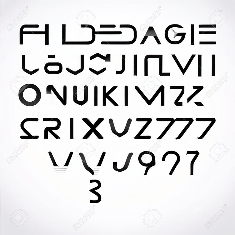futurisztikus ábécé font árnyékokkal - illusztráció