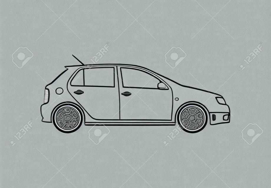 Car from the side - Outline illustration
