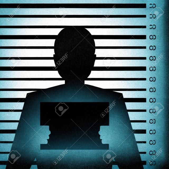 Politie strafblad met man silhouet - illustratie