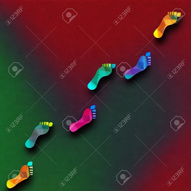 Multicolored polygonal footprints, illustration
