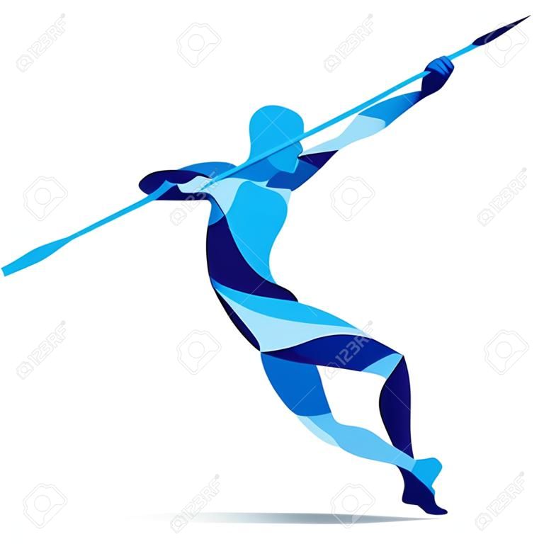 Trendy stylized illustration movement, javelin-throwing, line vector silhouette of javelin-throwing