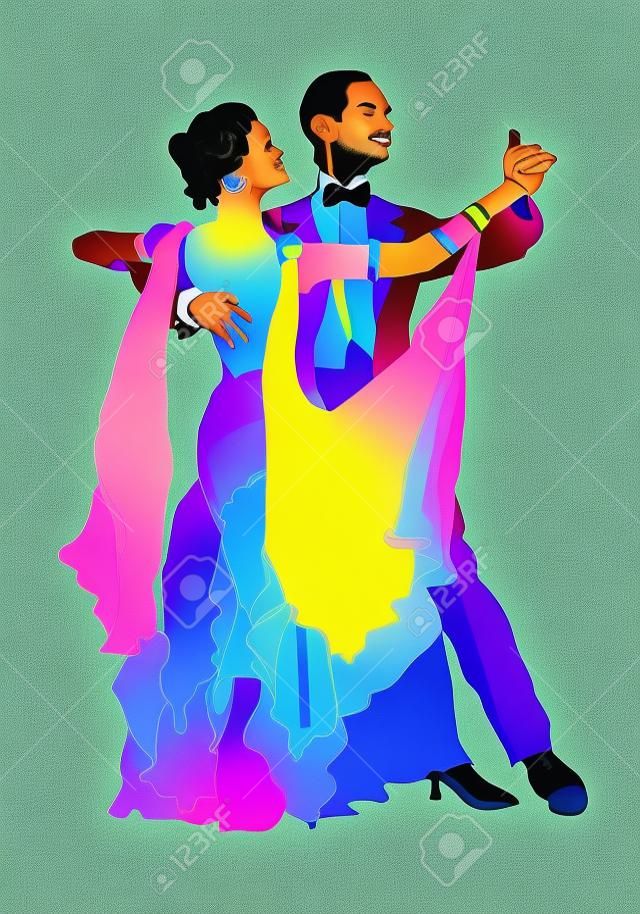 disegno a colori di coppia che balla