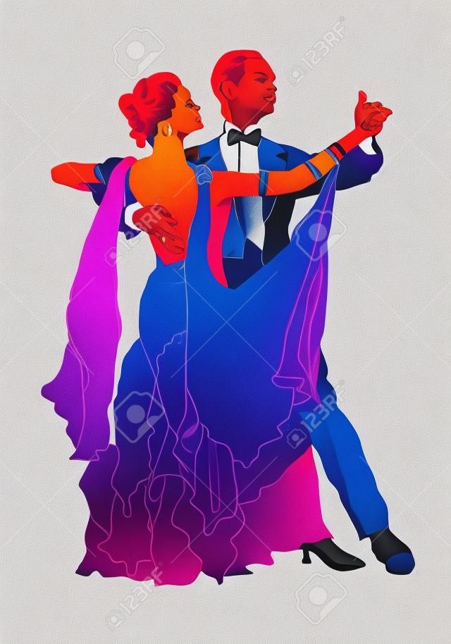 color drawing of dancing couple