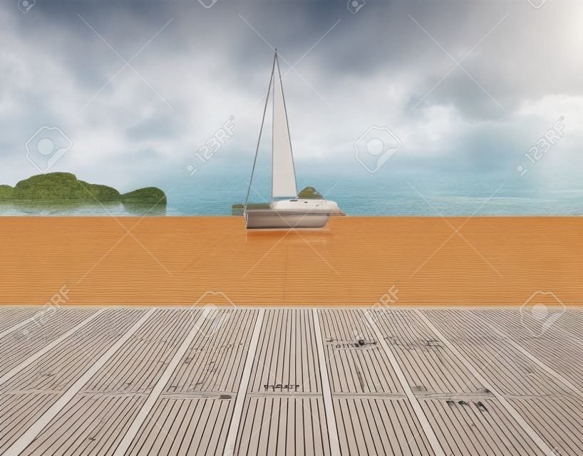 yacht e la piattaforma di legno