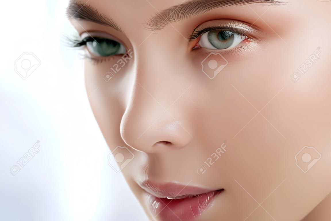 Portrait of pretty female with green eyes