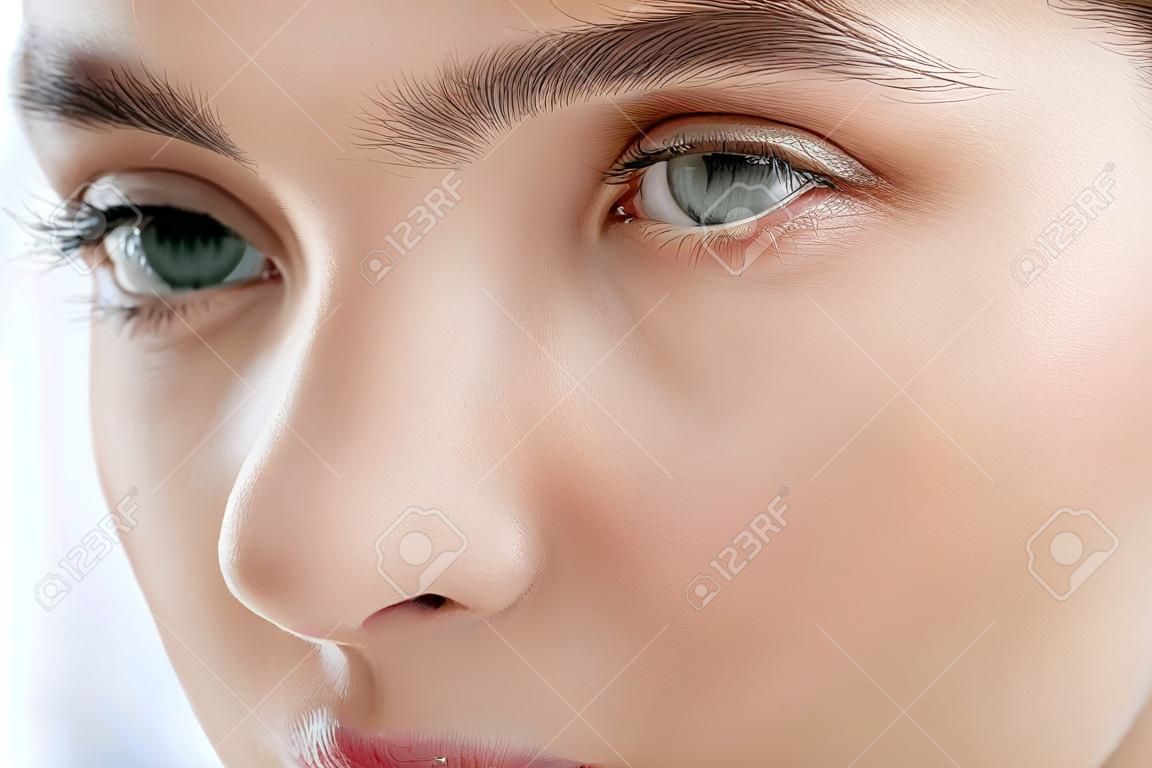 Portrait of pretty female with green eyes