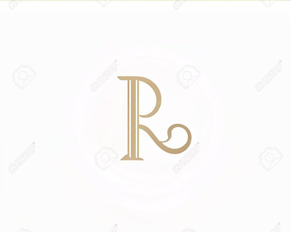 Elegant line curve vector logotype. Premium letter R logo design. Luxury linear creative monogram