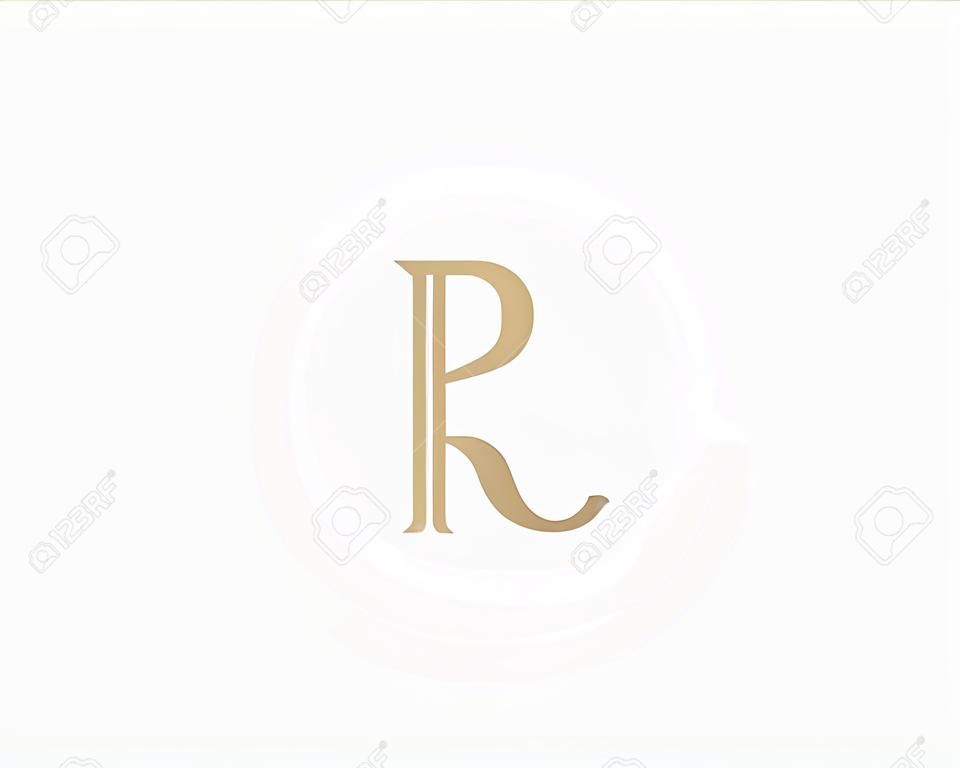 Elegancki logotyp wektora krzywej linii. List z logo Premium R Luksusowy liniowy monogram twórczy