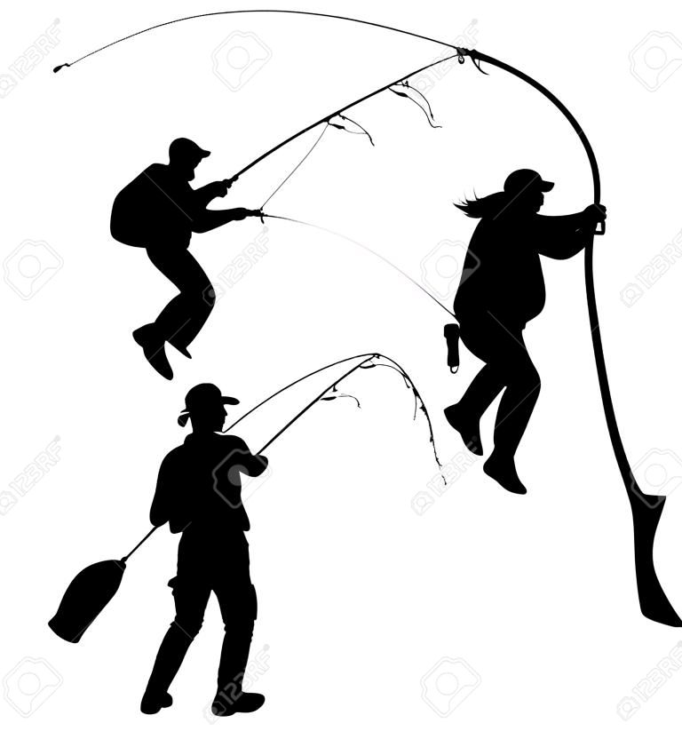 Fishing Silhouette on white background