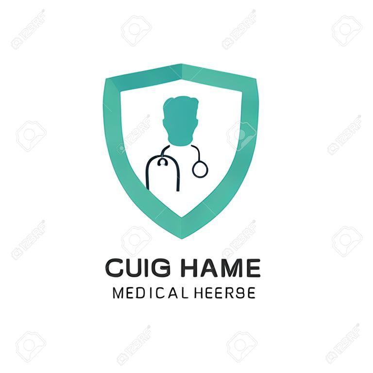 Medisch logo ontwerp met typografie vector