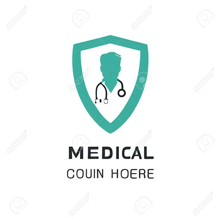Medisch logo ontwerp met typografie vector