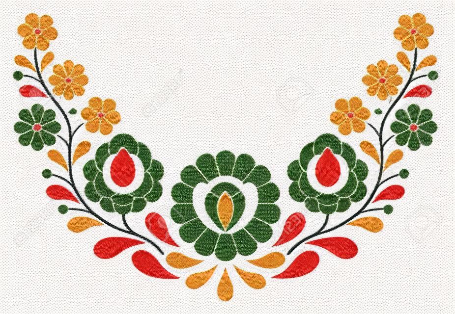 Padrão tradicional húngaro do bordado popular isolado no branco
