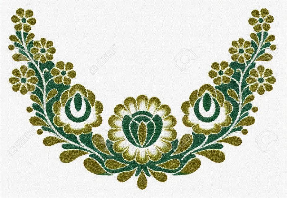 Traditional Hungarian folk embroidery pattern isolated on white