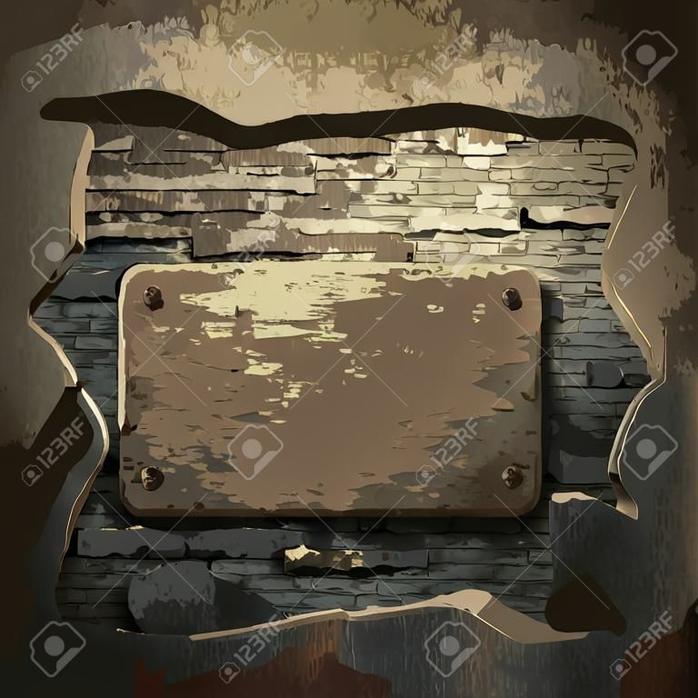 rusty metal and wood plate made in Vector