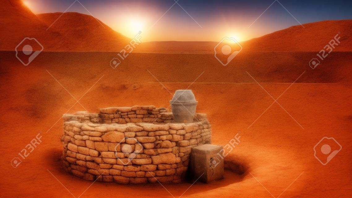 砂漠の古い石の水も