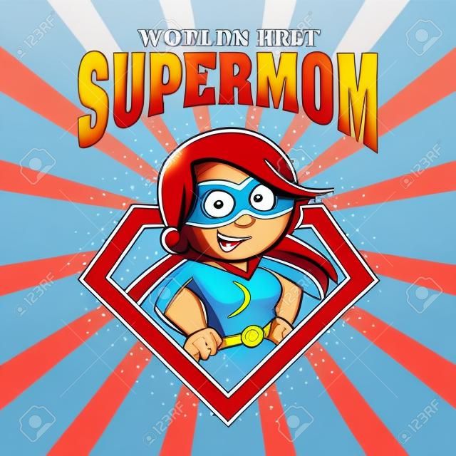 Supermom logo tekenfilm karakter superheld