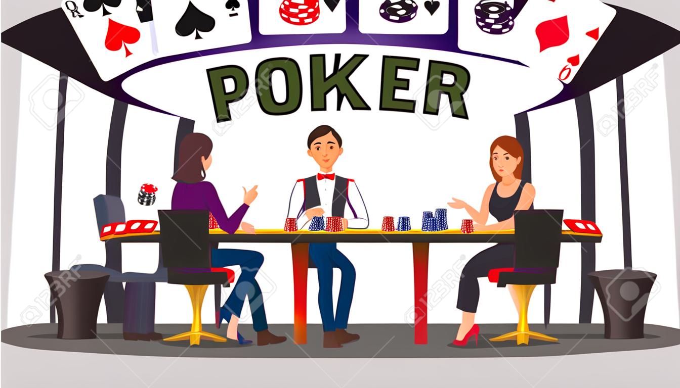 Pokerkartenturnier. Sechs professionelle Pokerspieler
