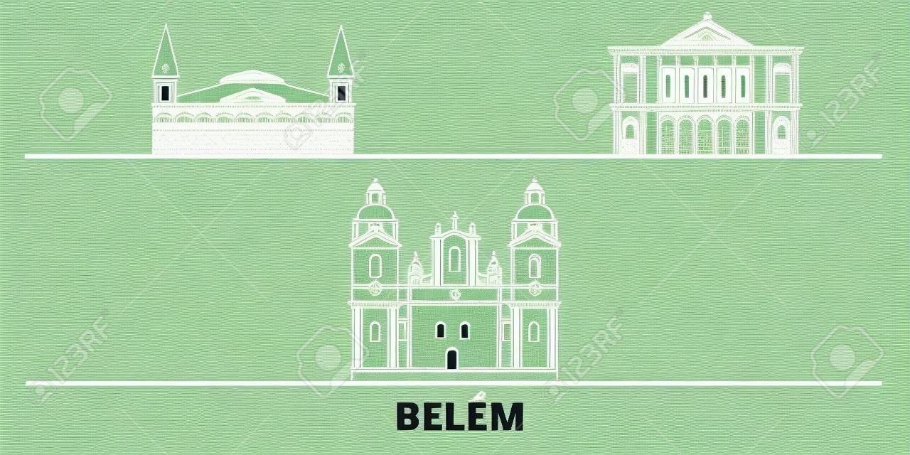 Brésil , illustration vectorielle de points de repère plats de Belem. Brésil , ville de la ligne de Belém avec des sites touristiques célèbres, ligne d'horizon design.